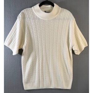 Crystal Kobe Sweater Women Size 2X White  Short  Sleeve High Neck  Knit‎ Casual